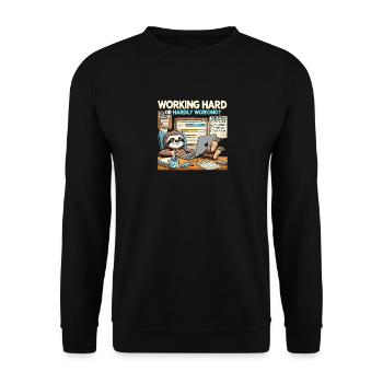 Hart arbeiten oder kaum arbeiten - Unisex Pullover - Schwarz - Vorne - Alina (178cm) & Michal (187cm)