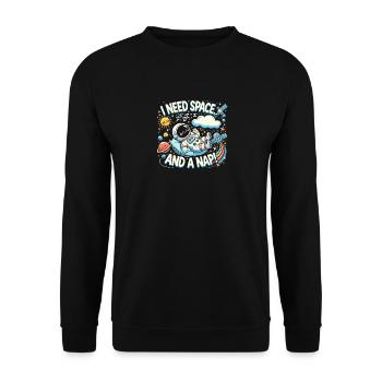 Ich brauche Platz und ein Nickerchen - Unisex Pullover - Schwarz - Vorne - Alina (178cm) & Michal (187cm)