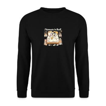 Namaste im Bett - Unisex Pullover - Schwarz - Vorne - Alina (178cm) & Michal (187cm)