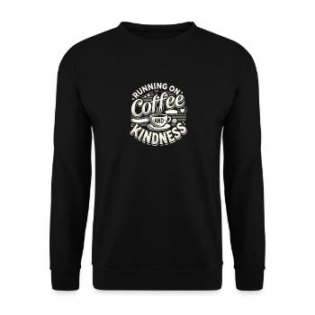 Laufen mit Kaffee und Freundlichkeit - Unisex Pullover - Schwarz - Vorne - Alina (178cm) & Michal (187cm)