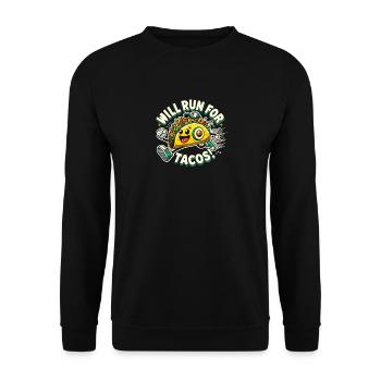 Will Run für Tacos - Unisex Pullover - Schwarz - Vorne - Alina (178cm) & Michal (187cm)