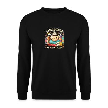 Bücher & Kaffee Meine perfekte Mischung - Unisex Pullover - Schwarz - Vorne - Alina (178cm) & Michal (187cm)