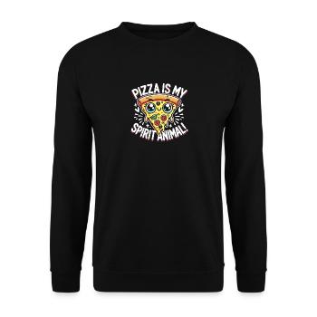 Pizza ist mein Seelentier - Unisex Pullover - Schwarz - Vorne - Alina (178cm) & Michal (187cm)