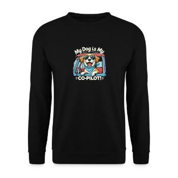 Mein Hund ist mein Co-Pilot - Unisex Pullover - Schwarz - Vorne - Alina (178cm) & Michal (187cm)