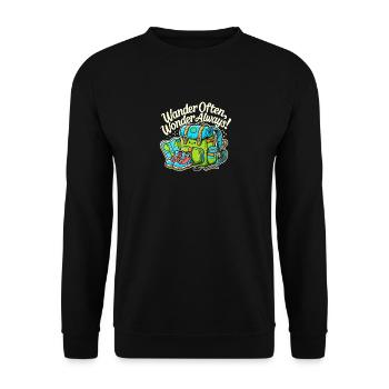 Oft wandern, immer staunen - Unisex Pullover - Schwarz - Vorne - Alina (178cm) & Michal (187cm)