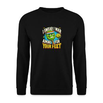 Ich schwöre, ich habe auf deine Füße gezielt - Unisex Pullover - Schwarz - Vorne - Alina (178cm) & Michal (187cm)