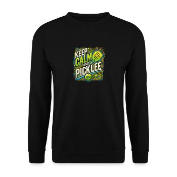 Ruhig bleiben und weitergurken - Unisex Pullover - Schwarz - Vorne - Alina (178cm) & Michal (187cm)