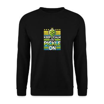 Ruhig bleiben und weitergurken - Unisex Pullover - Schwarz - Vorne - Alina (178cm) & Michal (187cm)