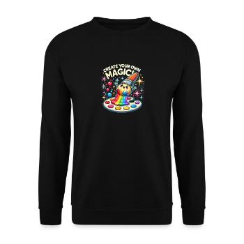 Erschaffen Sie Ihre eigene Magie - Unisex Pullover - Schwarz - Vorne - Alina (178cm) & Michal (187cm)