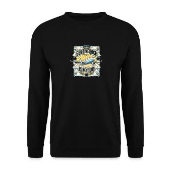 High werden ist mein Job - Unisex Pullover - Schwarz - Vorne - Alina (178cm) & Michal (187cm)