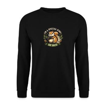 Ich bin eine besondere Art von Nuss - Unisex Pullover - Schwarz - Vorne - Alina (178cm) & Michal (187cm)