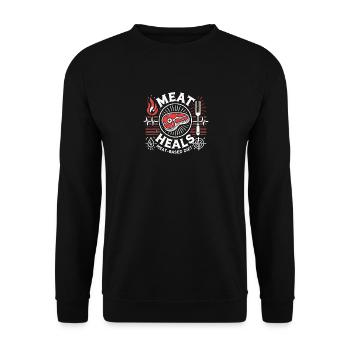 Fleisch heilt - Unisex Pullover - Schwarz - Vorne - Alina (178cm) & Michal (187cm)