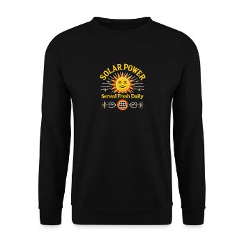 Solarstrom Täglich frisch serviert - Unisex Pullover - Schwarz - Vorne - Alina (178cm) & Michal (187cm)