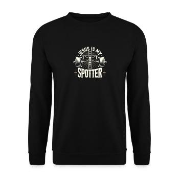 Jesus ist mein Beobachter - Unisex Pullover - Schwarz - Vorne - Alina (178cm) & Michal (187cm)