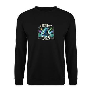 Buchhalter auf der Straße Zauberer in den - Unisex Pullover - Schwarz - Vorne - Alina (178cm) & Michal (187cm)