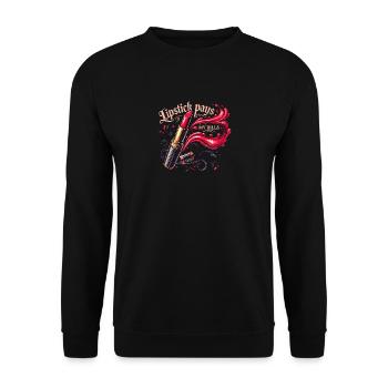 Lippenstift bezahlt meine Rechnungen - Unisex Pullover - Schwarz - Vorne - Alina (178cm) & Michal (187cm)
