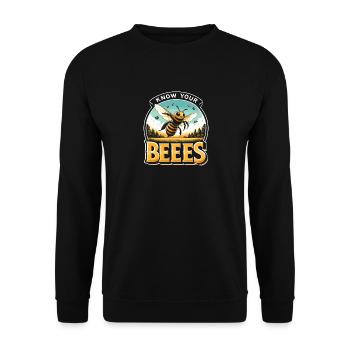 Kenne deine Bienen - Unisex Pullover - Schwarz - Vorne - Alina (178cm) & Michal (187cm)