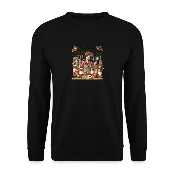 Verrückte Konservenfabrikantin - Unisex Pullover - Schwarz - Vorne - Alina (178cm) & Michal (187cm)