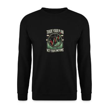 Handeln Sie mit Ihrem Plan, nicht mit Ihren - Unisex Pullover - Schwarz - Vorne - Alina (178cm) & Michal (187cm)