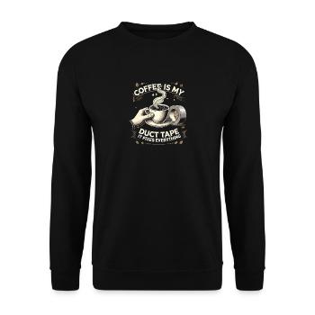 Kaffee ist mein Klebeband, er repariert alles - Unisex Pullover - Schwarz - Vorne - Alina (178cm) & Michal (187cm)