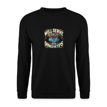 Servieren von Getränken gegen Trinkgeld - Unisex Pullover - Schwarz - Vorne - Alina (178cm) & Michal (187cm)