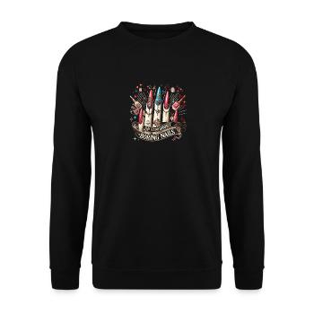 Das Leben ist zu kurz für langweilige Nägel - Unisex Pullover - Schwarz - Vorne - Alina (178cm) & Michal (187cm)