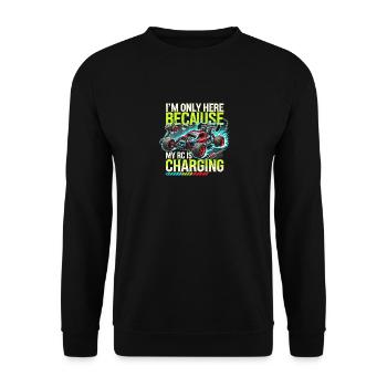 Ich bin nur hier, weil meine RC aufgeladen wird - Unisex Pullover - Schwarz - Vorne - Alina (178cm) & Michal (187cm)
