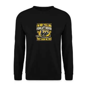 Ich schreie nicht, ich bin ein Gabelstaplerfahrer - Unisex Pullover - Schwarz - Vorne - Alina (178cm) & Michal (187cm)