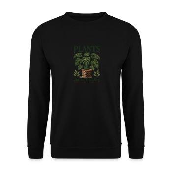 Pflanzen sind meine Therapie - Unisex Pullover - Schwarz - Vorne - Alina (178cm) & Michal (187cm)