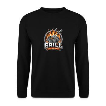 Grill Chill und Thrill - Unisex Pullover - Schwarz - Vorne - Alina (178cm) & Michal (187cm)