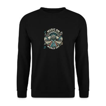 Musik ein Welt aus - Unisex Pullover - Schwarz - Vorne - Alina (178cm) & Michal (187cm)
