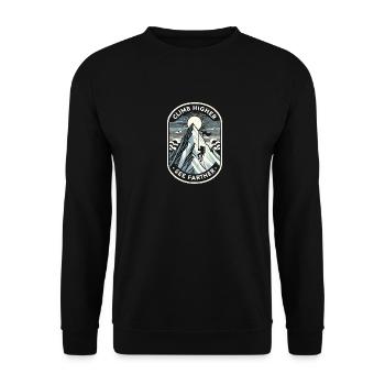 Höher klettern, weiter sehen - Unisex Pullover - Schwarz - Vorne - Alina (178cm) & Michal (187cm)
