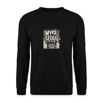 Mein Seoul ist in Korea - Unisex Pullover - Schwarz - Vorne - Alina (178cm) & Michal (187cm)