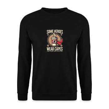Manche Helden tragen Umhänge Manche Helden kochen - Unisex Pullover - Schwarz - Vorne - Alina (178cm) & Michal (187cm)