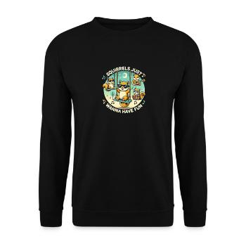 Eichhörnchen wollen nur Spaß haben - Unisex Pullover - Schwarz - Vorne - Alina (178cm) & Michal (187cm)