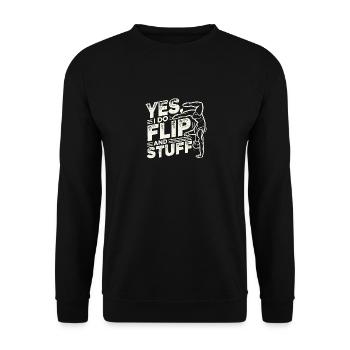 Ja, ich mache Flip und so weiter - Unisex Pullover - Schwarz - Vorne - Alina (178cm) & Michal (187cm)