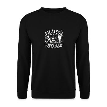 Pilates ist meine Happy Hour - Unisex Pullover - Schwarz - Vorne - Alina (178cm) & Michal (187cm)