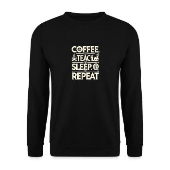 Kaffee lehren Schlaf wiederholen - Unisex Pullover - Schwarz - Vorne - Alina (178cm) & Michal (187cm)
