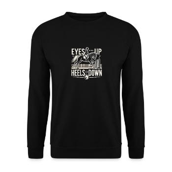 Augen hoch, Fersen runter - Unisex Pullover - Schwarz - Vorne - Alina (178cm) & Michal (187cm)