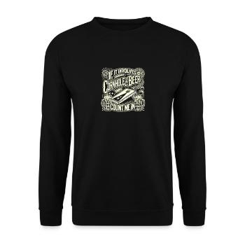 Wenn es um Cornhole und Bier geht, bin ich dabei - Unisex Pullover - Schwarz - Vorne - Alina (178cm) & Michal (187cm)