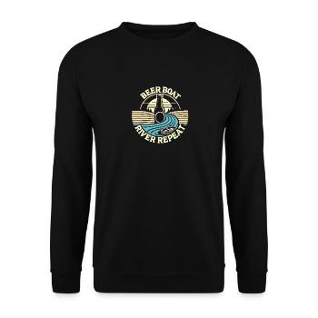Bierboot-Fluss-Wiederholung - Unisex Pullover - Schwarz - Vorne - Alina (178cm) & Michal (187cm)