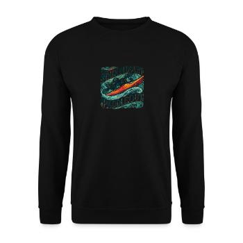 Im Zweifelsfall rauspaddeln - Unisex Pullover - Schwarz - Vorne - Alina (178cm) & Michal (187cm)