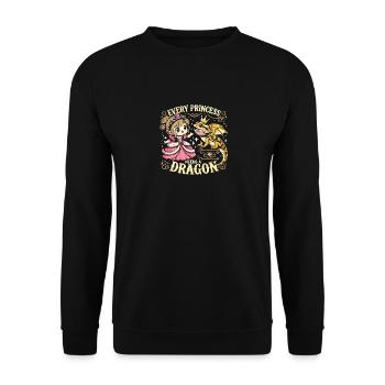 Jede Prinzessin braucht einen Drachen - Unisex Pullover - Schwarz - Vorne - Alina (178cm) & Michal (187cm)