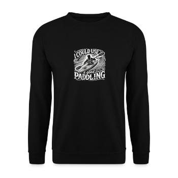 Ich könnte ein gutes Paddeln gebrauchen - Unisex Pullover - Schwarz - Vorne - Alina (178cm) & Michal (187cm)
