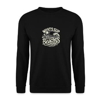 Was ist SUP Strände - Unisex Pullover - Schwarz - Vorne - Alina (178cm) & Michal (187cm)