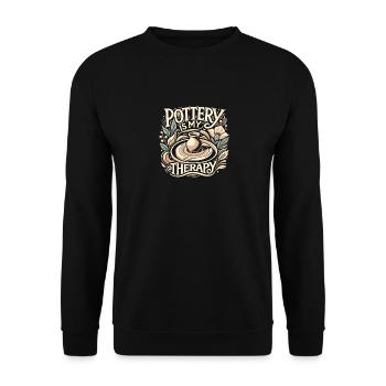 Töpfern ist meine Therapie - Unisex Pullover - Schwarz - Vorne - Alina (178cm) & Michal (187cm)