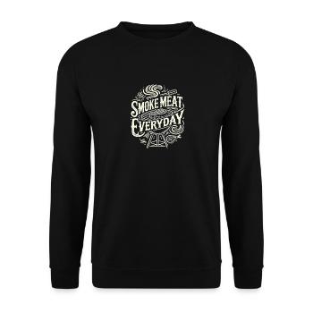 Täglich Fleisch räuchern - Unisex Pullover - Schwarz - Vorne - Alina (178cm) & Michal (187cm)