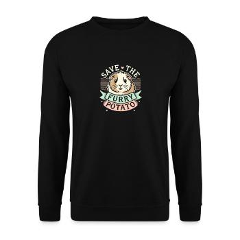 Rettet die pelzige Kartoffel - Unisex Pullover - Schwarz - Vorne - Alina (178cm) & Michal (187cm)
