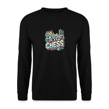 Coole Kinder spielen Schach - Unisex Pullover - Schwarz - Vorne - Alina (178cm) & Michal (187cm)