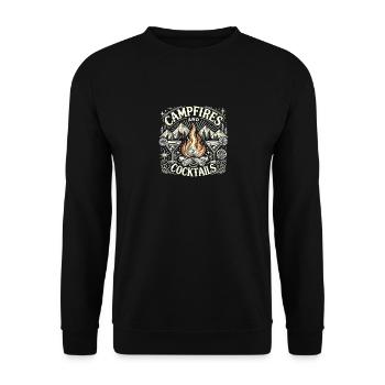 Lagerfeuer und Cocktails - Unisex Pullover - Schwarz - Vorne - Alina (178cm) & Michal (187cm)